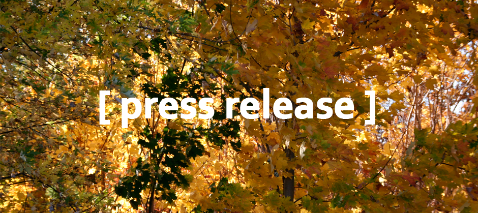 Image of fall leaves with text reading [press release]