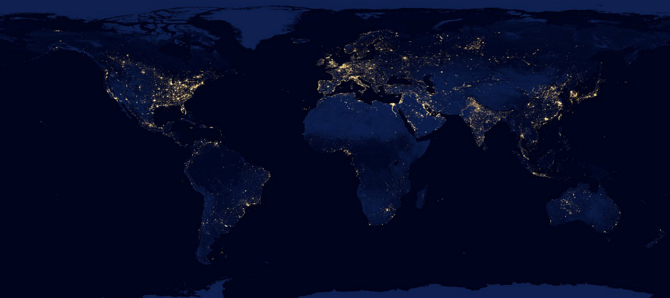 Image of map of the world at night