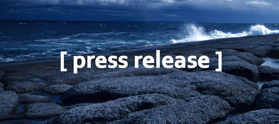 Image of a rocky coast with the text press release