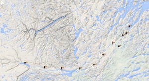 Canoe Trip Map - from Lake Shipiskan to Labrador Sea on Kanairiktok River