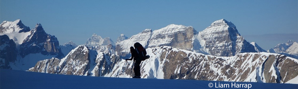 Image of skier looking into Yoho National Park