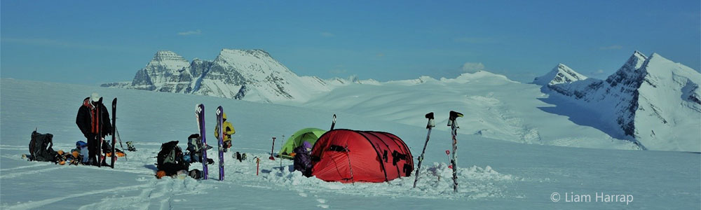 Image of camp on the Columbia Icefields in Jasper National Park