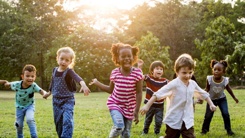 Image of diverse children in nature
